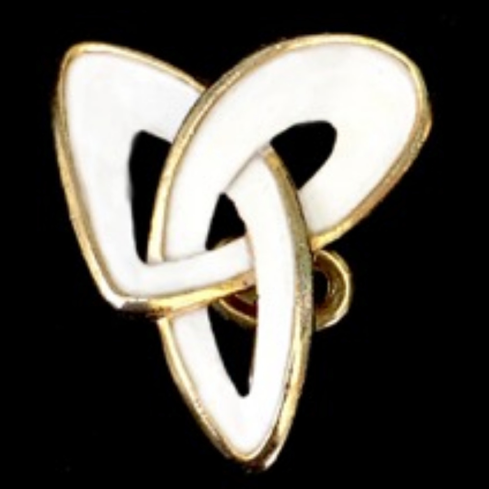 Vintage Trifari Gold-Tone White Enamel MCM Space Age Clip On Earrings